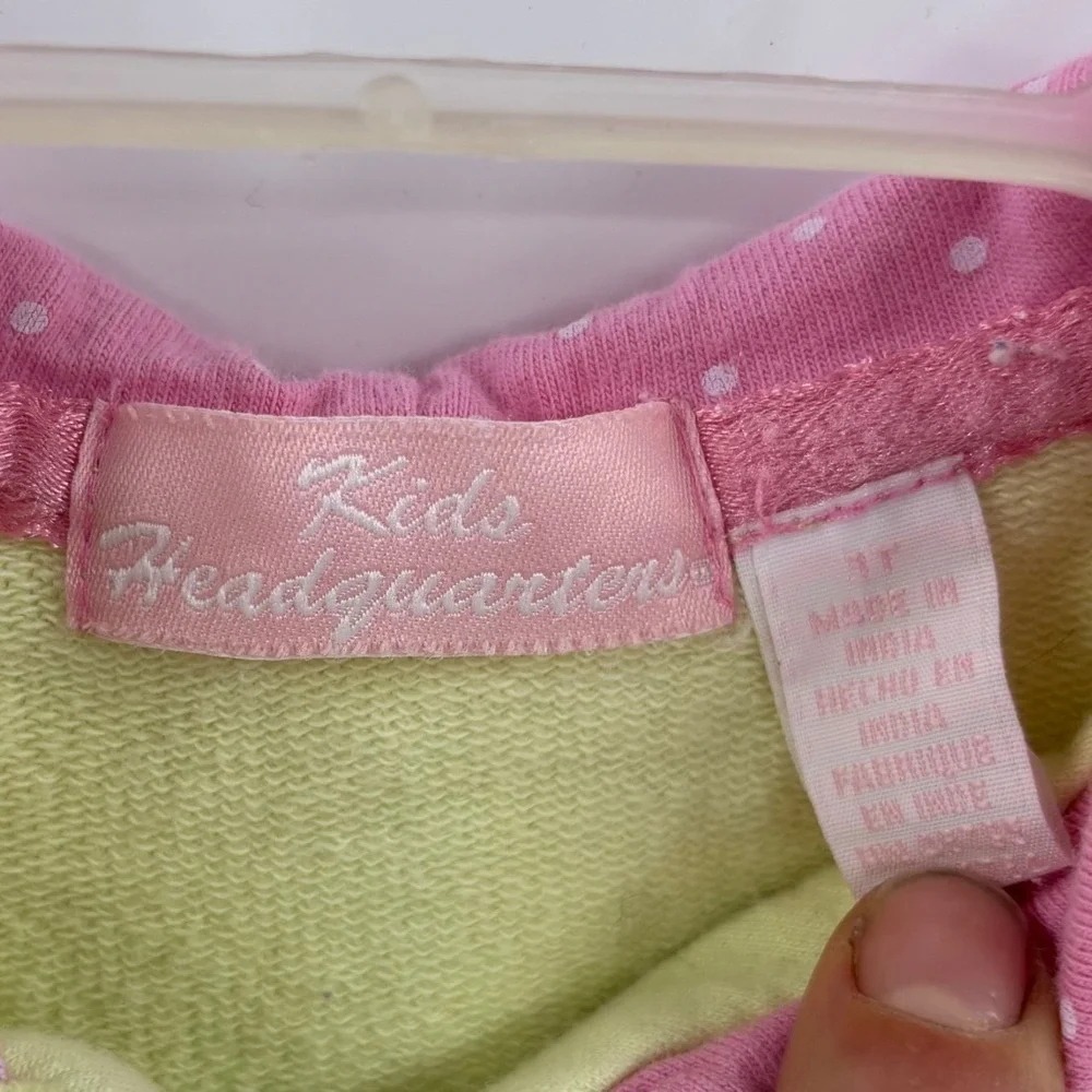 Kids Headquarters Strawberry Hoodie Kids 3T Yellow Pink Zip Up Fruit Cottagecore